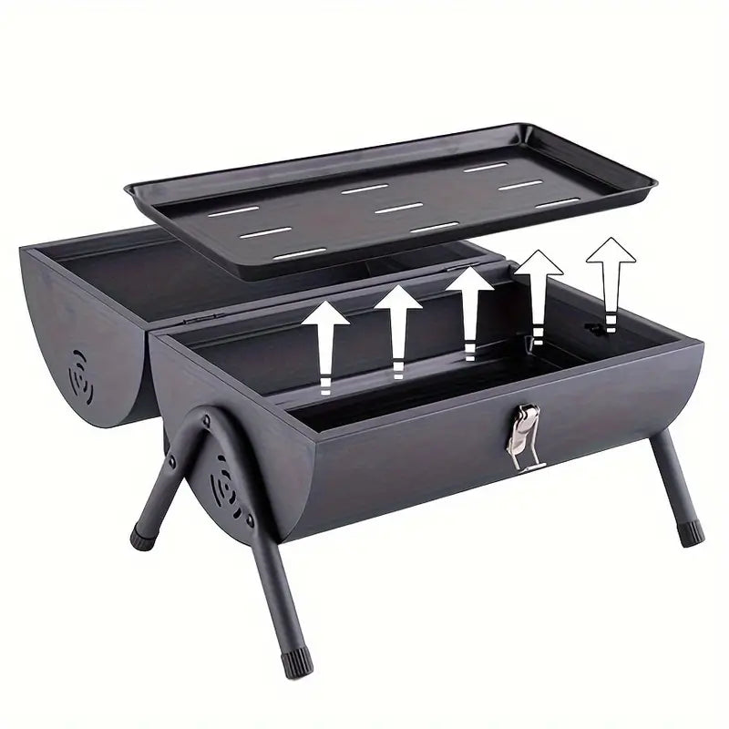 Barbecue portable pliable avec couvercle – Compact et transportable