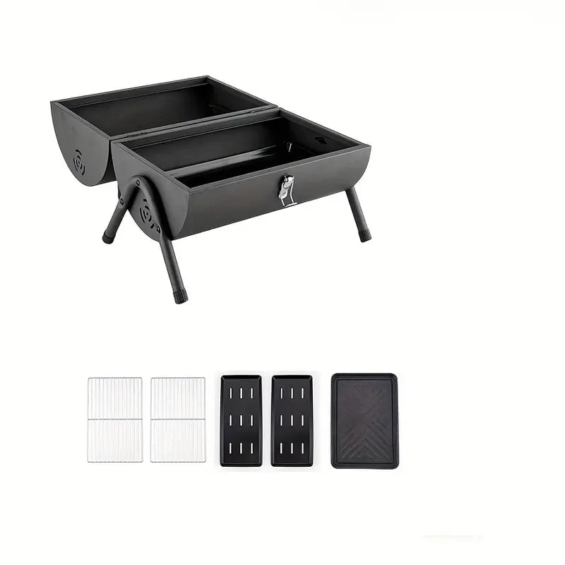 Barbecue portable pliable avec couvercle – Compact et transportable