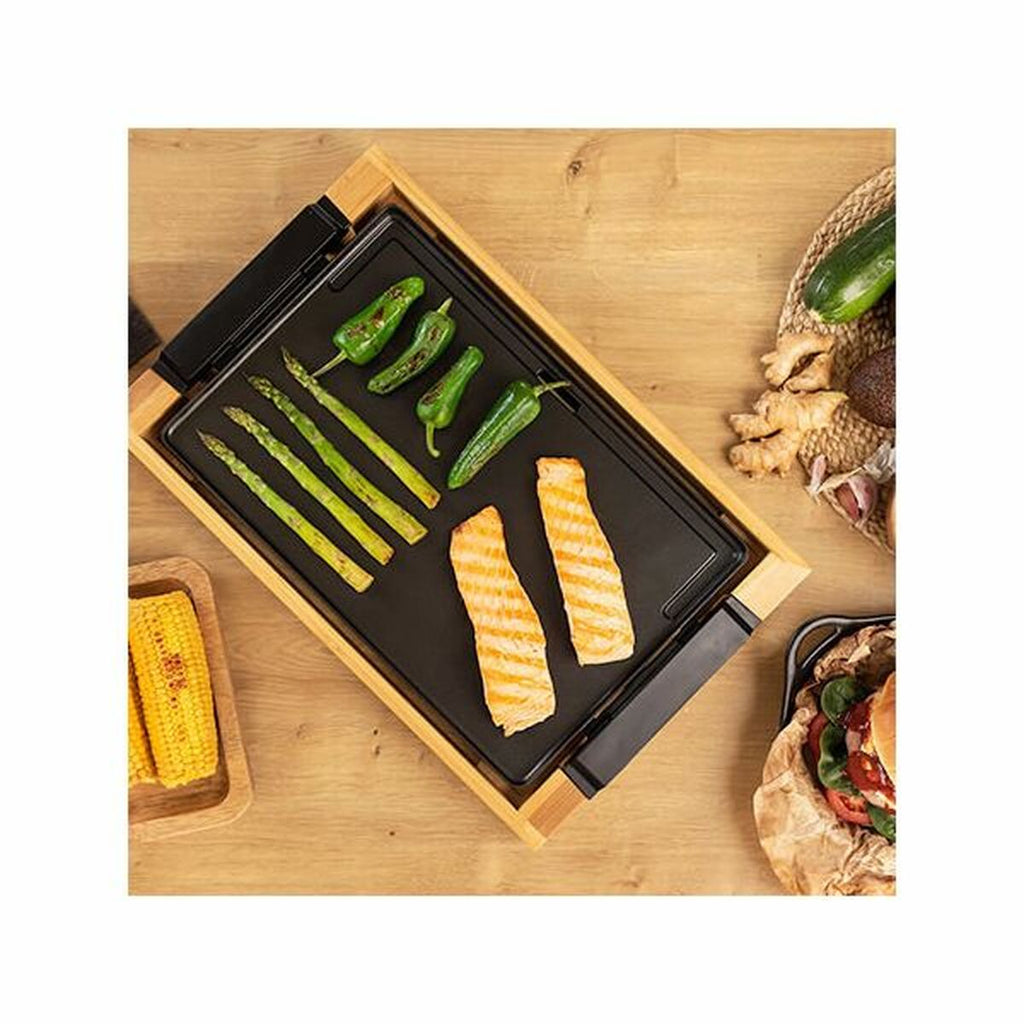 Plancha électrique premium effet bambou – Élégance et performance