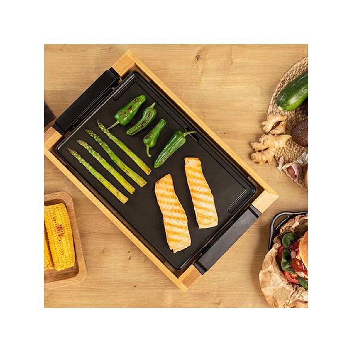 Plancha électrique design bambou