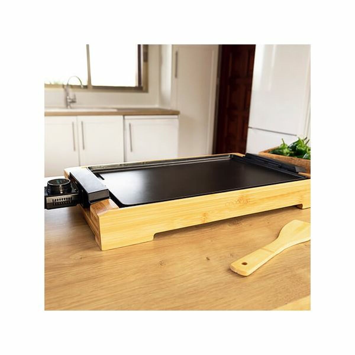 Plancha électrique design bambou