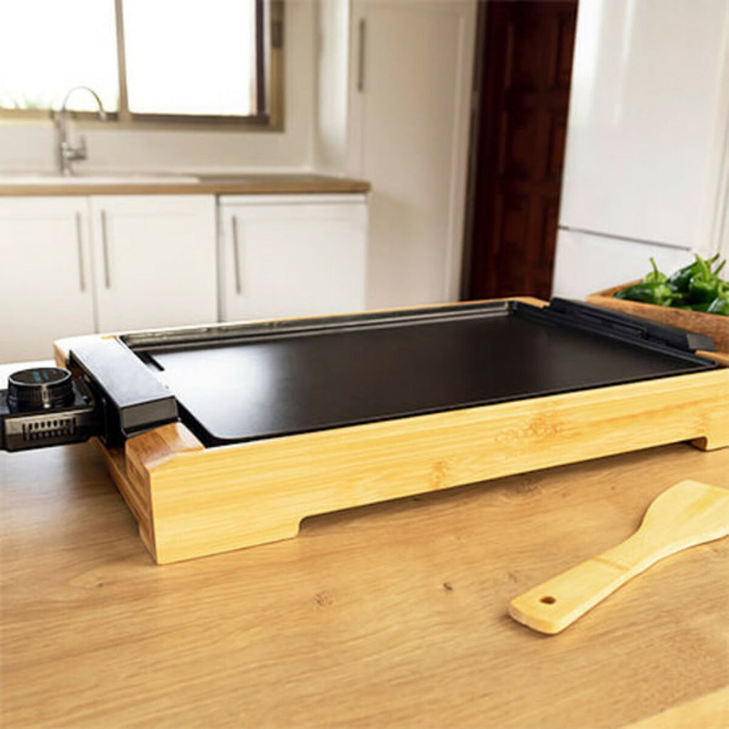 Plancha électrique premium effet bambou – Élégance et performance