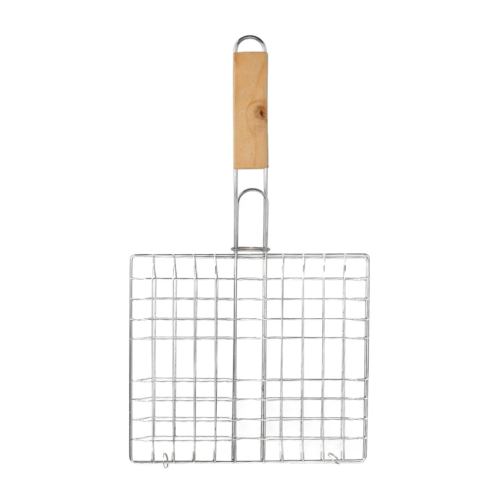 Grille de Cuisson BBQ Double Face avec Manche Bois