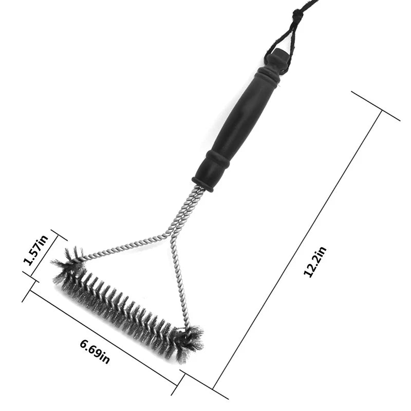 Brosse BBQ Inox Triple Tête pour Grille et Plancha