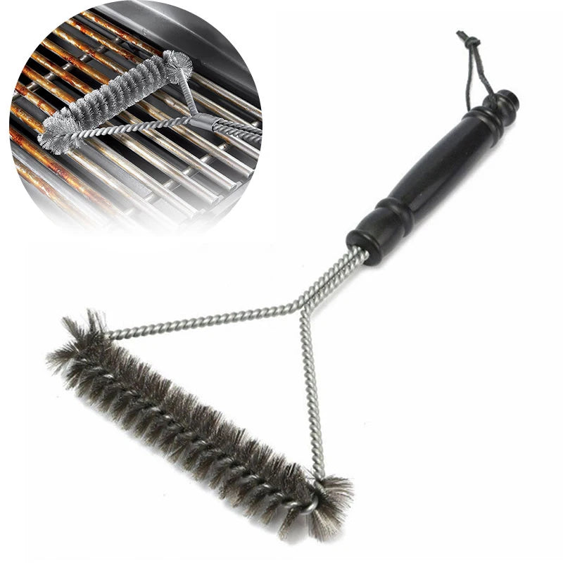 Brosse BBQ Inox Triple Tête pour Grille et Plancha