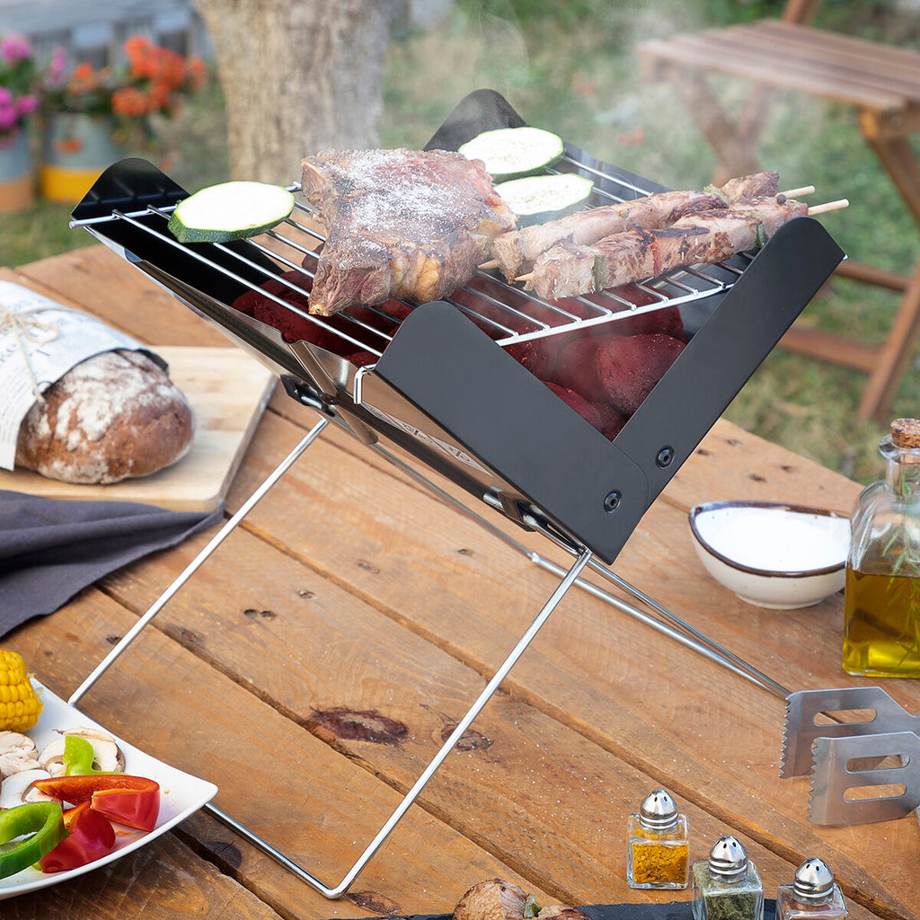Mini Barbecue Portable Pliable – Grill Charbon Compact pour Camping, Pique-nique & Voyage